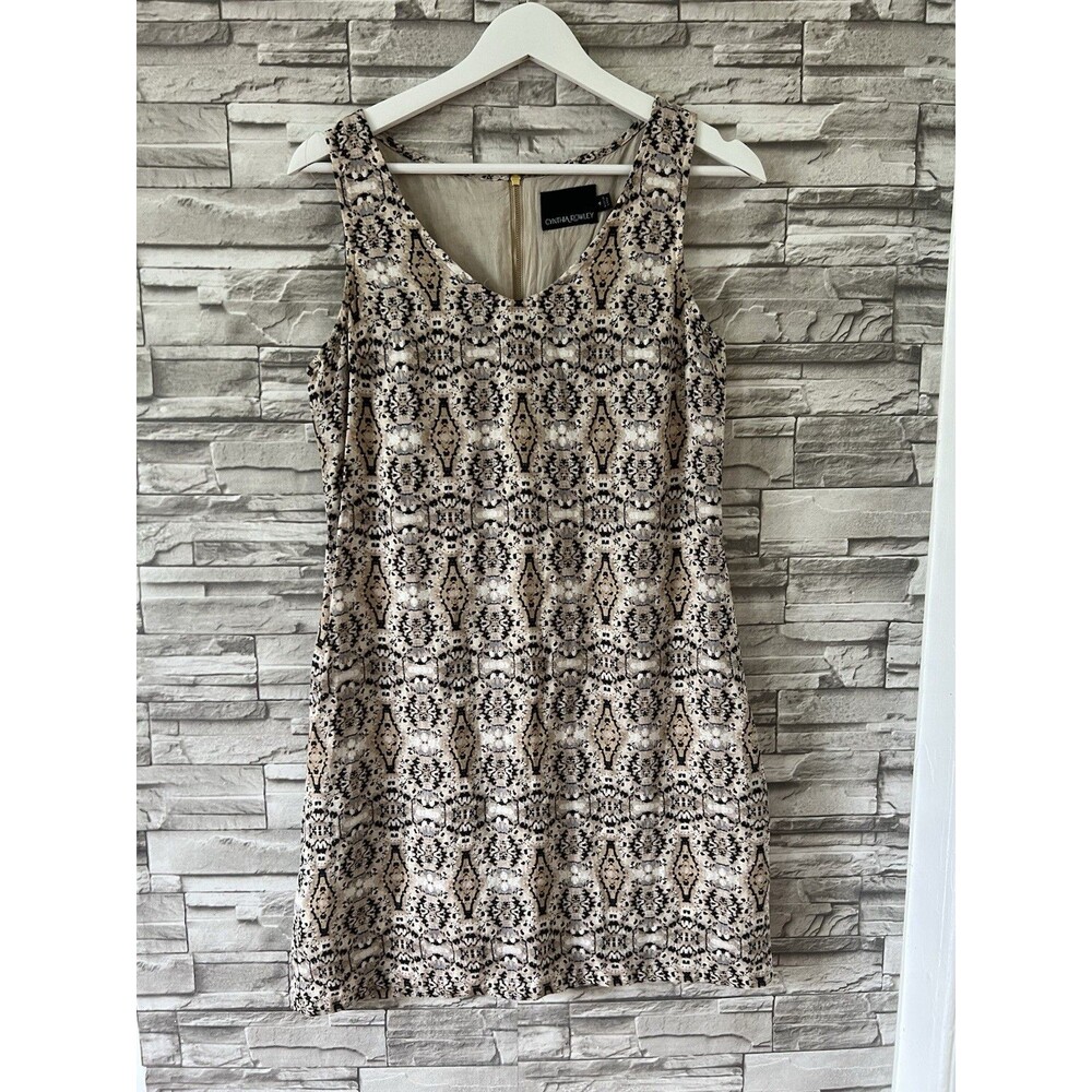 Cynthia Rowley Brown Swing Geometric Abstract Mini Cocktail Dress 4